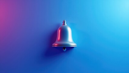 Metallic bell on a vibrant gradient background.