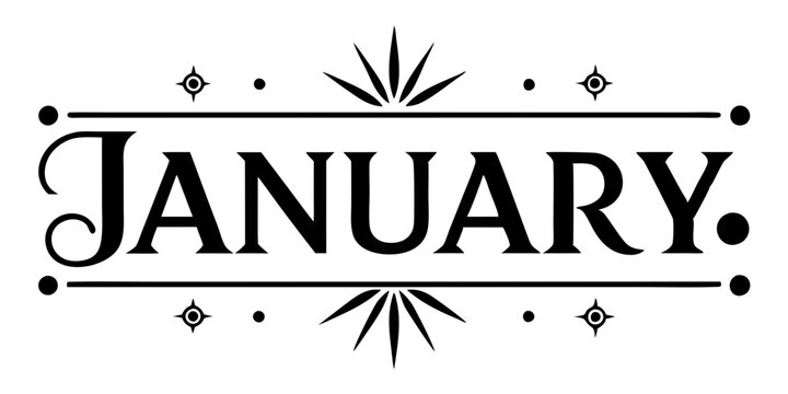 January text with decorative elements lettering ornamental