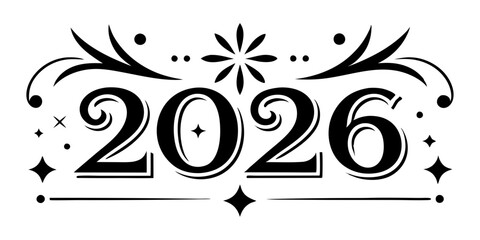 Ornate numbers with decorative elements 2026 year © Design Home