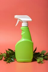 Green cleaning spray bottle mockup for eco friendly products and home cleaning solutions