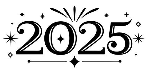 Stylized numbers twenty five with decorative elements 2025 new year