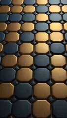 Abstract geometric pattern background with gold and dark blue octagons for design use