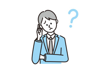 不安な表情の男性(ビジネス)