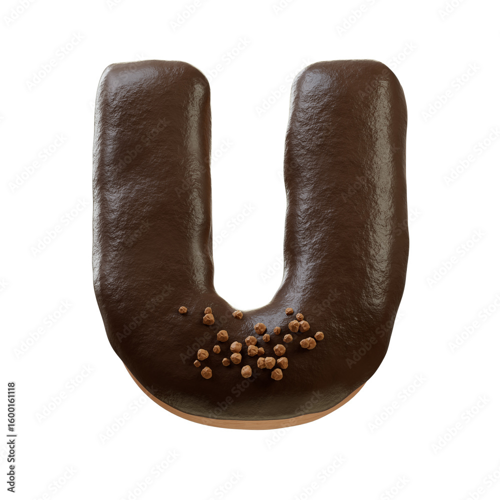 Fototapete 3D Font.Chocolate Biscuit Donut Font Concept. Isometric Alphabet. Numbers And Letters. 3d rendering isolated on white background