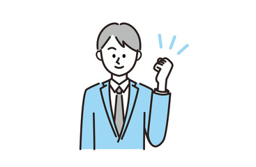 笑顔でガッツポーズをとる男性(ビジネス)
