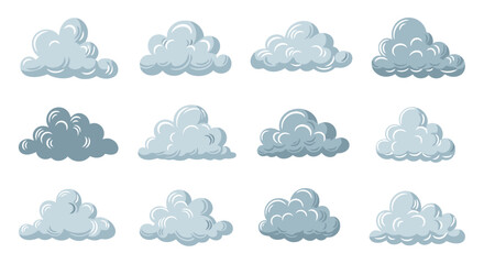 Obraz premium Cartoon Cloud Collection: Vector Weather Elements