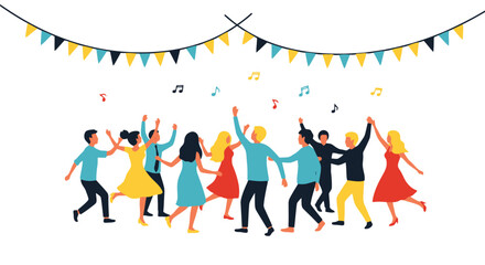 Fototapeta premium Celebration Dance Party: Vector Illustration of Joyful People