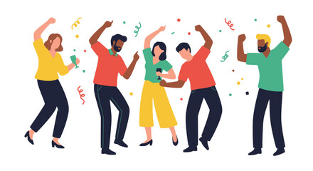 Obraz premium Celebrating Success: Diverse Group Dancing with Joy