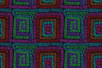 Seamless pattern,  ethnic background, fabric traditional, motif ornament, ikat pattern, seamless geometric, doodles line, geometric and tribal-inspired, freehand drawing design, handmade texttile.