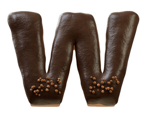 3D Font.Chocolate Biscuit Donut Font Concept. Isometric Alphabet. Numbers And Letters. 3d rendering isolated on white background