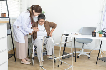 Doctor, patient, healthcare, aging, clinic support in medical consultation, female specialist...