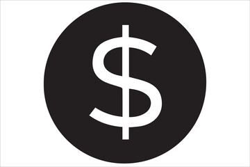 Minimalist Black and White Dollar Sign Icon – Flat Vector Design

