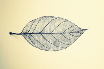 A creative illustration of a leaf with intricate outlines set against a soft yellow background. Perfect for art, design, and decor inspiration.