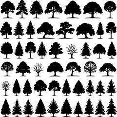 tree silhouettes, black tree vector bundle