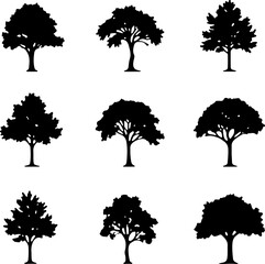 tree silhouettes, black tree vector