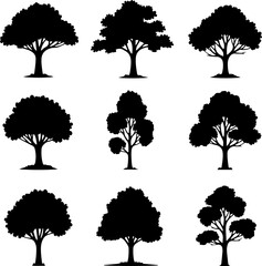 tree silhouettes, black tree vector