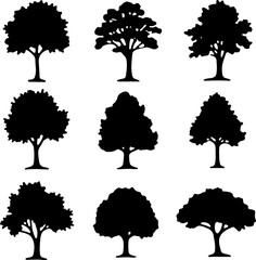 tree silhouettes, black tree vector