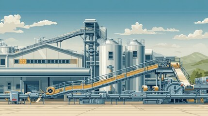 Fototapeta premium Industrial complex illustration