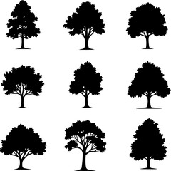 tree silhouettes, black tree vector