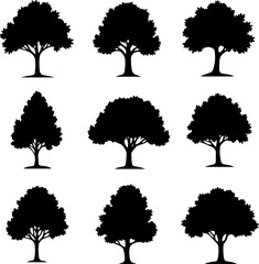 tree silhouettes, black tree vector