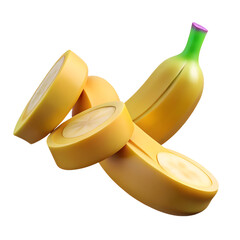 Banana Slices Illustration Fresh Yellow Fruit Isolated Transparent Background Healthy
