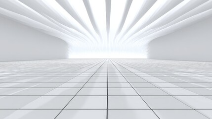 Empty white interior with architectural design.