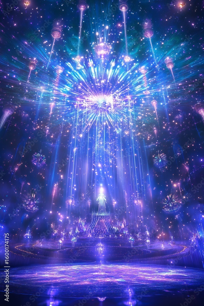 Canvas Prints a stunning abstract display of vibrant lights and cosmic elements. this enchanting digital artwork s