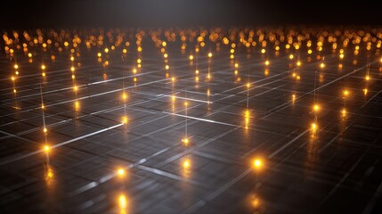 Fototapeta premium Networked light design on a dark surface.