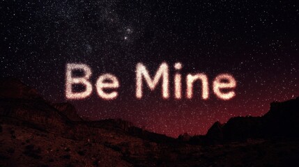 Romantic starry night over desert mountains