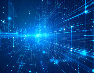 Obraz premium Digital Network with Abstract Data Flow.