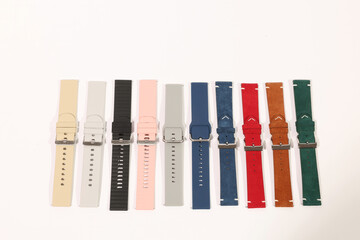 Stylish Watch Strap Collection:  Silicone, Leather, and Suede Options in Various Colors.