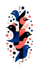 Abstract Geometric Birds Illustration - Modern Art Print Design
