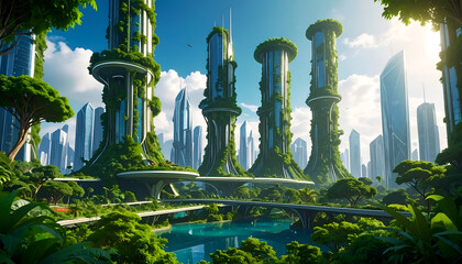 EcoCity Skyline with Green Future.