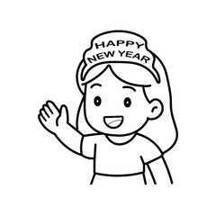 Obraz premium Happy people characters celebrating New Year