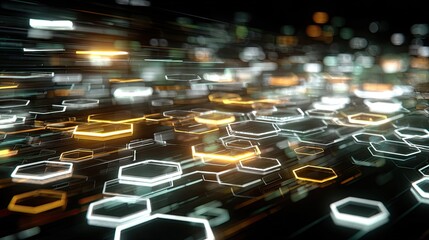 Obraz premium Abstract design of glowing hexagonal shapes.