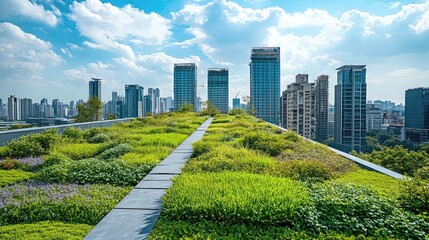 Urban heat islands and solutions involving green roofs, tree planting, reflective materials, and sustainable urban planning to mitigate the effects of extreme heat in city environments.