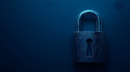 Fototapeta premium Locked padlock in dark blue tone symbolizing security and privacy