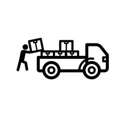 Loading delivery truck - package handling - vector icon