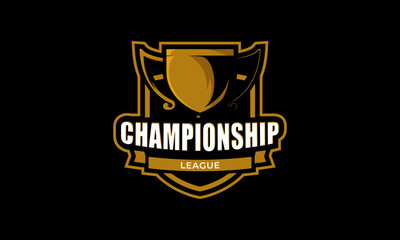 Championship trophy logo. Sport symbol with golden color for league winners