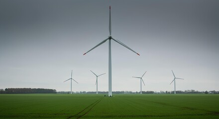 wind turbine in the field for green energy and electricity. wind turbine farm for renewable energy visuals, green energy transition concepts, and environmental aware