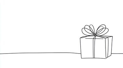 Single line drawing of a gift box.