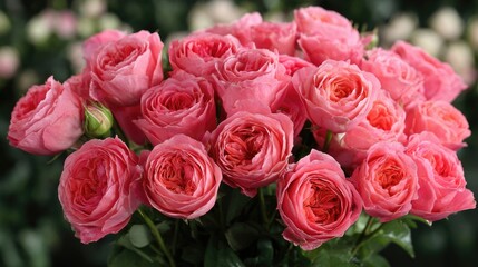 Obraz premium Beautiful bouquet of vibrant pink roses.