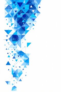 A photo of a clear and simple information technology pany or design in the background, featuring blue triangles
