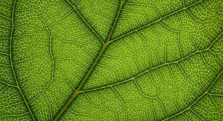 Obraz premium Close up of a vibrant green leaf showing its intricate vein structure and cellular patterns