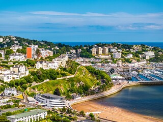 defaultView of Torquay seaside from a drone, English Riviera, Torbay, Devon, England