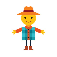 Classic Farm Scarecrow With Plaid Shirt And Jeans
