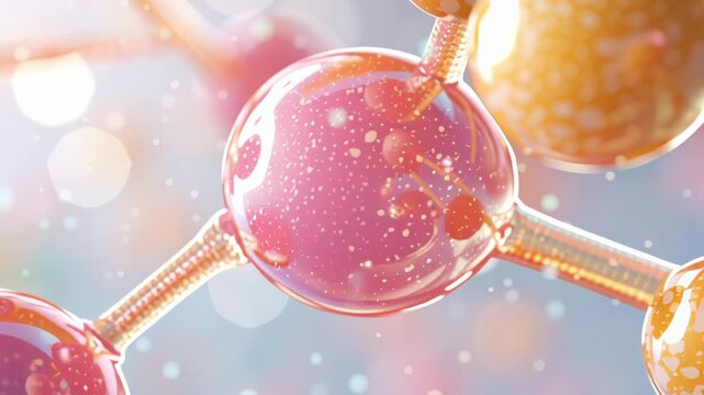 Complex triglyceride molecule, saturated fatty acids, enzyme activity shown in vibrant 3D, molecular biology concept