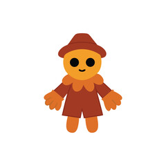 Childlike Scarecrow With Oversized Gloves And Straw Hat