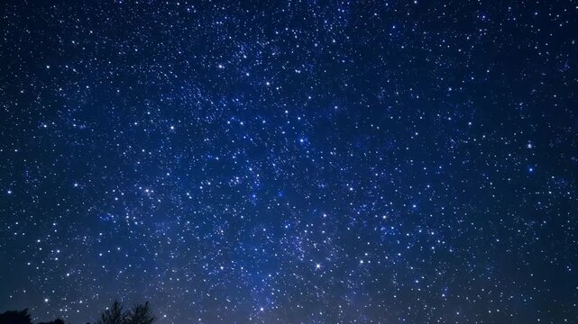 A wide landscape shot of a star-filled night sky above treetops captures the beauty of astronomy, the cosmos, and peaceful nocturnal scenes under a dark celestial canvas.