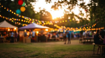 UK Buddhist event with multicultural celebration, flags and lights, food stalls and meditation tents,